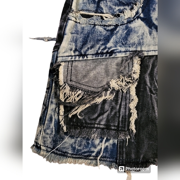 💕Fashion nova patchwork mini skirt. Dark wash size L - Picture 3 of 7
